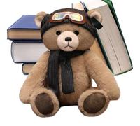 Oso de peluche - Peluche de 25 x 20 x 15 cm, suave con forma de dibujos animados | Oso de peluche acolchado de algodón PP con bufanda extraíble, simpático peluche para niños, adultos, dormitorio