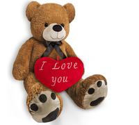 Oso de peluche XL marrón claro 100cm con cojín corazón 32cm
