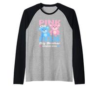 Oso de revelación de género Rosa o Azul Big Brother Loves You Camiseta Manga Raglan