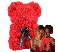 Oso de rosas, oso de peluche hecho a mano, flores artificiales casi hechas a mano, rosa preservada para siempre, rosa de flor eterna, regalo romántico para Navidad, día de San Valentín, cumpleaños