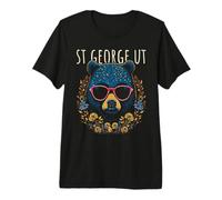 Oso de San Jorge Utah con Gafas de Sol y diseño de Flores Camiseta Premium