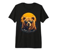 Oso de Senderismo con Gafas de Sol Retro Mountain Art Hiker Camiseta Premium
