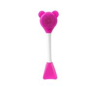 Oso de silicona de doble cabeza cepillo for mascarilla Facial exfoliar la piel de la película de barro limpiador de eliminación de espinillas(C717-rose red 1pcs)