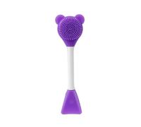 Oso de silicona de doble cabeza cepillo for mascarilla Facial exfoliar la piel de la película de barro limpiador de eliminación de espinillas(C717-Purple 1pcs)