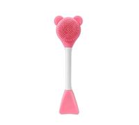 Oso de silicona de doble cabeza cepillo for mascarilla Facial exfoliar la piel de la película de barro limpiador de eliminación de espinillas(C717-pink1pcs)