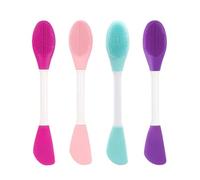 Oso de silicona de doble cabeza cepillo for mascarilla Facial exfoliar la piel de la película de barro limpiador de eliminación de espinillas(C716-Mix-4pcs)