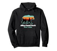 Oso de verano para hacer senderismo en familia en Alley Pond Park, Nueva York Sudadera con Capucha