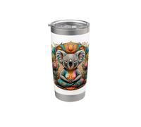 Oso de yoga koala como profesora de yoga Guru Meditación en posición de loto Vaso térmico de acero inoxidable de doble pared