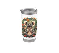 Oso de yoga koala como profesora de yoga Guru Meditación en posición de loto Vaso térmico de acero inoxidable de doble pared