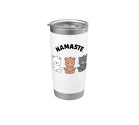 Oso de yoga Namaste, graciosos y lindos, kawaii, sin estrés Vaso térmico de acero inoxidable de doble pared