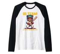 Oso deportivo con discurso divertido para fanáticos del deporte universitario Camiseta Manga Raglan