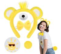 Oso Disfraz Accesorios Set, Peludas Diadema Orejas Oso Nariz Pajarita pegatina y Cola, Complementos Disfraz Animal Niños Adultos para Halloween Carnaval Cosplay Cumpleaños Fiesta Temática (Amarillo)
