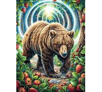 Oso en Bosque Encantado Puzzles 1000 Piezas Obra De Arte 3D Familiar Premium Rompecabezas para Adultos Aliviar Estrés Decoración Hogar Moderno DIY 1000 PCS