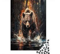 Oso en Movimiento 1000 Piezas Rompecabezas para Adultos Pintura de Animales Salvajes para Amantes O Amigos Imposable 52x38cm/1000pcs