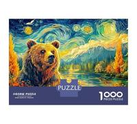 Oso en Paisaje Estrellado 1000 Piezas Juego Educativo 1000 Piezas León Estrellado Desafiante e Ingenioso Juego de Rompecabezas para