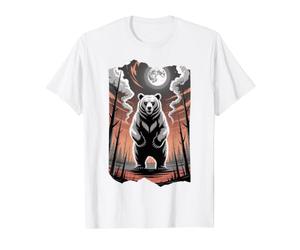 Oso Espiritual primigenio bajo una Luna Llena Camiseta gráfica económica, Hombre, Blanco, M