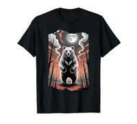 Oso Espiritual primigenio bajo una Luna Llena Camiseta gráfica económica, Hombre, Negro, XL