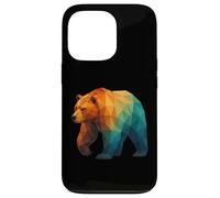 Oso geométrico Retro Wildlife Low Poly Animal Carcasa para iPhone 13 Pro