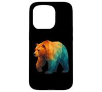 Oso geométrico Retro Wildlife Low Poly Animal Carcasa para iPhone 15 Pro