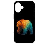 Oso geométrico Retro Wildlife Low Poly Animal Carcasa para iPhone 16
