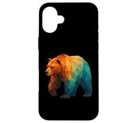 Oso geométrico Retro Wildlife Low Poly Animal Carcasa para iPhone 16 Plus
