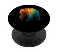 Oso geométrico Retro Wildlife Low Poly Animal PopSockets PopGrip Adhesivo