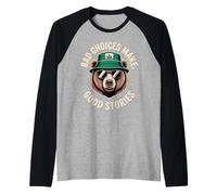 Oso Gracioso Diciendo Mala Elección Hacer Buenas Historias Humor Meme Camiseta Manga Raglan