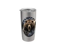 Oso Grizzly Wilderness Wildlife Mountain Bear Lover Vaso térmico de acero inoxidable de doble pared