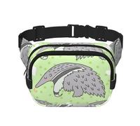 Oso Hormiguero Lindo,Riñonera Cuadrada de Doble Capa, Bolso de Viaje, Bolso Informal para el Pecho.