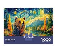 Oso in Paisaje Estrellado 1000 Pieza PuzzleOso Van Gogh Rompecabezas para Adultos Juego Imposible Y Niños +14 Años Decoración Hogar52x38cm/1000pcs