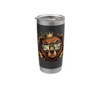Oso insoportable divertido diseño de juego de palabras oso oso rey bosque Vaso térmico de acero inoxidable de doble pared