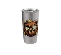 Oso insoportable divertido diseño de juego de palabras oso oso rey bosque Vaso térmico de acero inoxidable de doble pared