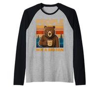 Oso introvertido con café People Not A Big Fan Cita Broma Camiseta Manga Raglan