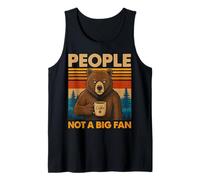Oso introvertido con café People Not A Big Fan Cita Broma Camiseta sin Mangas