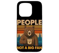 Oso introvertido con café People Not A Big Fan Cita Broma Carcasa para iPhone 15 Pro