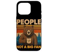 Oso introvertido con café People Not A Big Fan Cita Broma Carcasa para iPhone 16 Pro