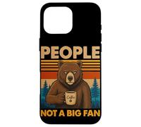 Oso introvertido con café People Not A Big Fan Cita Broma Carcasa para iPhone 16 Pro MAX