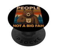Oso introvertido con café People Not A Big Fan Cita Broma PopSockets PopGrip Adhesivo