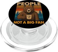 Oso introvertido con café People Not A Big Fan Cita Broma PopSockets PopGrip para MagSafe