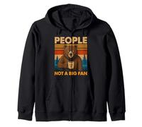 Oso introvertido con café People Not A Big Fan Cita Broma Sudadera con Capucha