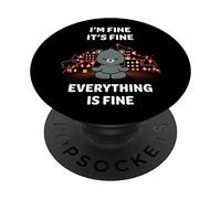 Oso Kawaii con Texto en inglés I'm Fine It's Fine Everything Is Fine PopSockets PopGrip Adhesivo