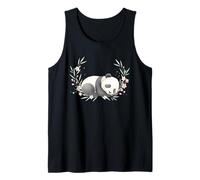 Oso Kawaii Floral de bambú con diseño de Panda Durmiente Camiseta sin Mangas