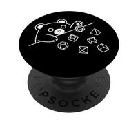 Oso Kawaii Lanzando Dados Geometría Poliedral Arte Lineal PopSockets PopGrip Adhesivo