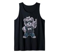 Oso Marrón Rockero Diseño 80s 90s Heavy Metal Hard Rock Camiseta sin Mangas