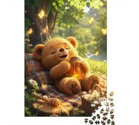 Oso miel prado puzzle, 1000 piezas para adultos de alta calidad | 52 x 38 cm para fans de puzzle, regalo de cumpleaños, cartón, alivio del estrés, corte preciso