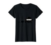 Oso Momia con Cachorros Vintage Sunset - Retro Familia de Osos Camiseta gráfica económica, Mujer, Negro, XL
