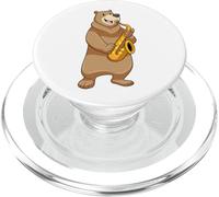 Oso Músico Saxofón Música PopSockets PopGrip para MagSafe