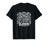 Oso Nacido Corazón del Oso Vikingo del Norte Camiseta gráfica económica, Hombre, Negro, S
