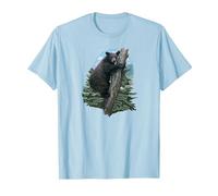 Oso Negro en un árbol - Oso - Osos - pinos - árbol Camiseta, Hombre, Azul Bebé, 3XL