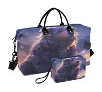 Oso Nevado PúRpura Noche De Invierno Bolsas de Viaje para Gimnasio, Bolso de Fin de Semana con Bolsa de Aseo para Niñas Hombres